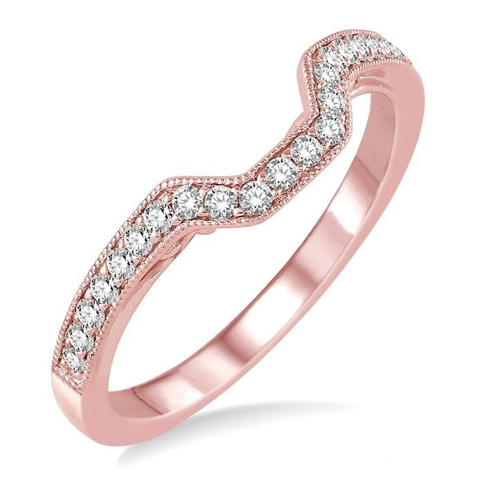 1/4 Ctw Round Cut Diamond Wedding Band in 14K Rose Gold