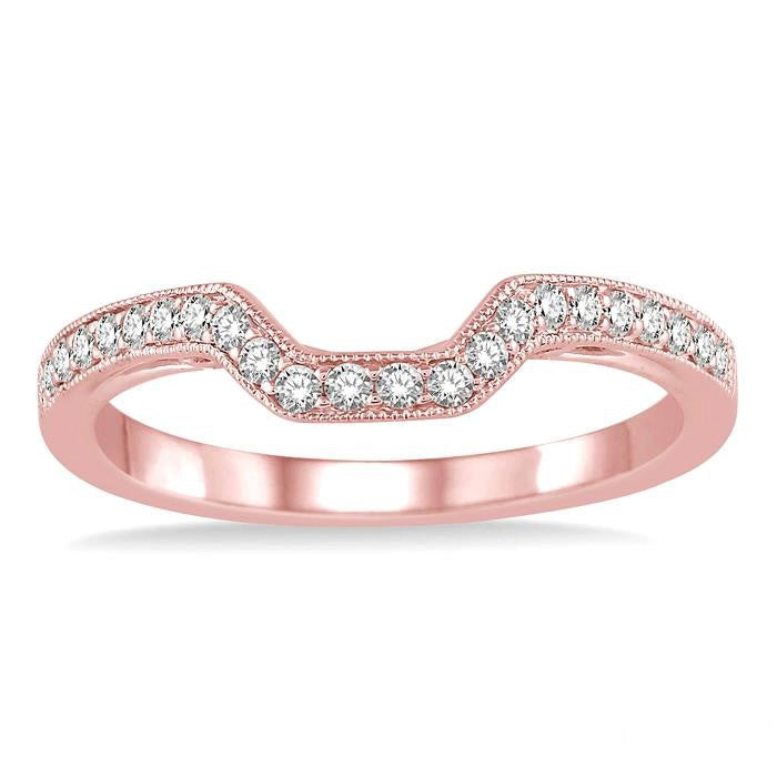 1/4 Ctw Round Cut Diamond Wedding Band in 14K Rose Gold