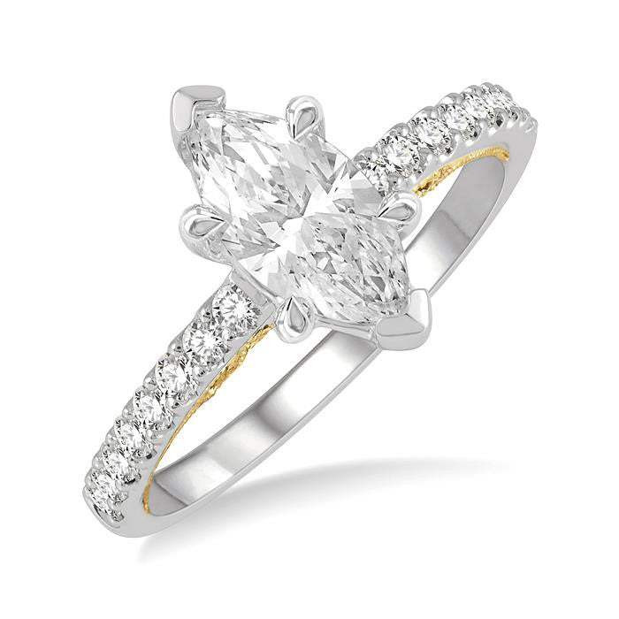 Marquise Shape Semi-Mount Diamond Engagement Ring