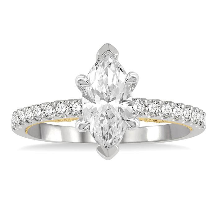Marquise Shape Semi-Mount Diamond Engagement Ring