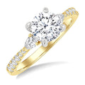 3/8 Ctw Pear and Round Cut Diamond Semi-Mount Engagement Ring in 14K Yellow and White Gold