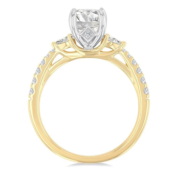 3/8 Ctw Pear and Round Cut Diamond Semi-Mount Engagement Ring in 14K Yellow and White Gold