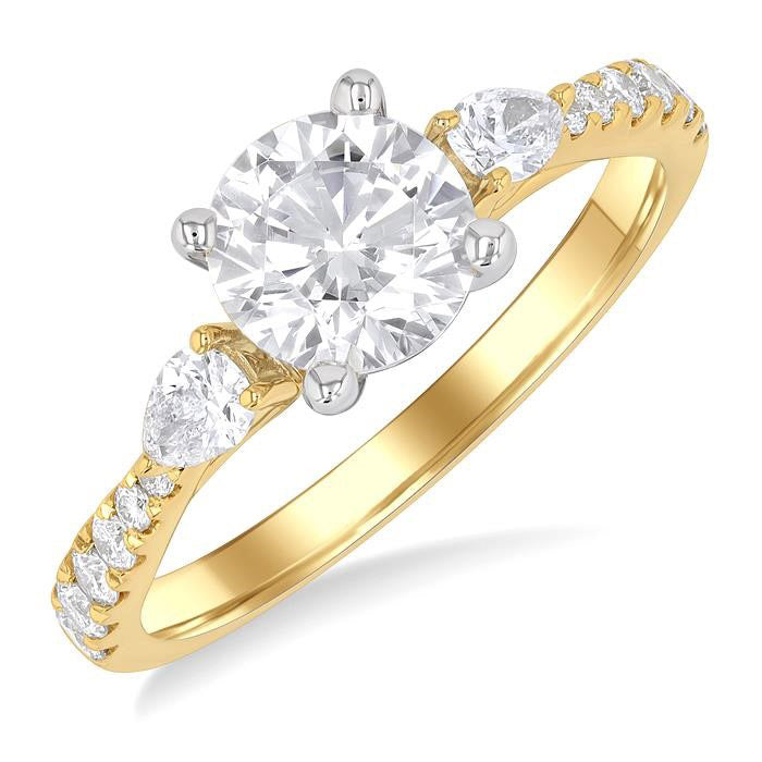 Round Shape Semi-Mount Diamond Engagement Ring