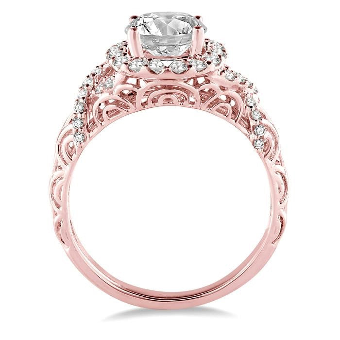 1/2 Ctw Diamond Semi-Mount Engagement Ring in 14K Rose Gold