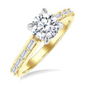 1/4 Ctw Baguette and Round Cut Diamond Semi-Mount Engagement Ring in 14K Yellow and White Gold