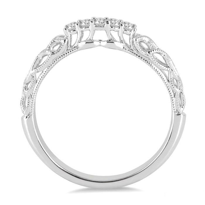 1/10 Ctw Round Cut Diamond Wedding Band in 14K White Gold