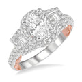 Oval Shape Semi-Mount Halo Diamond Engagement Ring