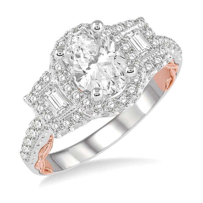 Oval Shape Semi-Mount Halo Diamond Engagement Ring