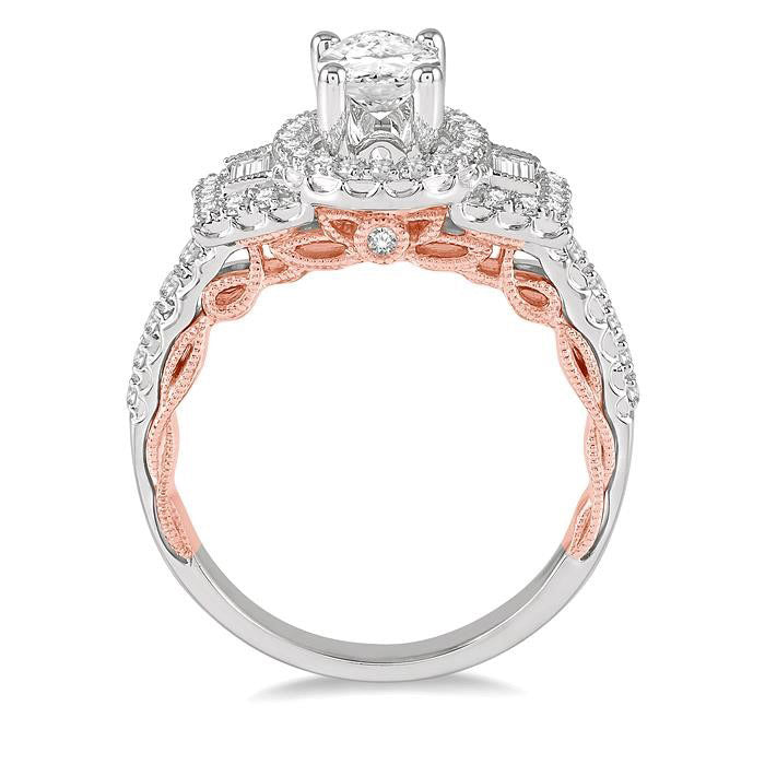 Oval Shape Semi-Mount Halo Diamond Engagement Ring