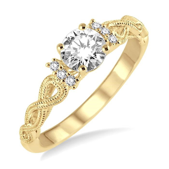 1/20 Ctw Diamond Semi-Mount Engagement Ring in 14K Yellow Gold