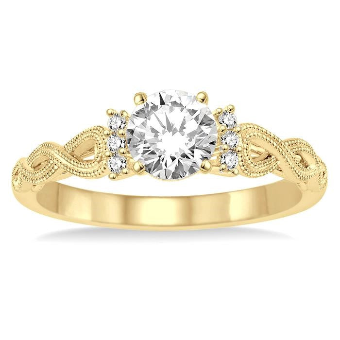 1/20 Ctw Diamond Semi-Mount Engagement Ring in 14K Yellow Gold