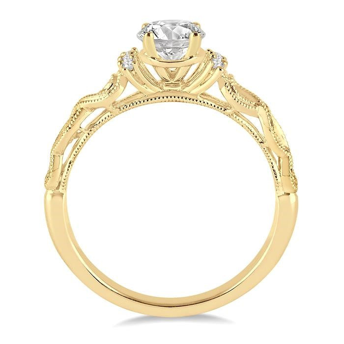 1/20 Ctw Diamond Semi-Mount Engagement Ring in 14K Yellow Gold