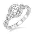 Round Shape Semi-Mount Halo Diamond Engagement Ring