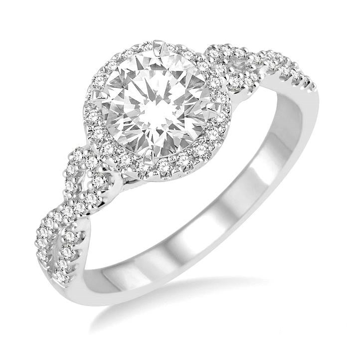 Round Shape Semi-Mount Halo Diamond Engagement Ring