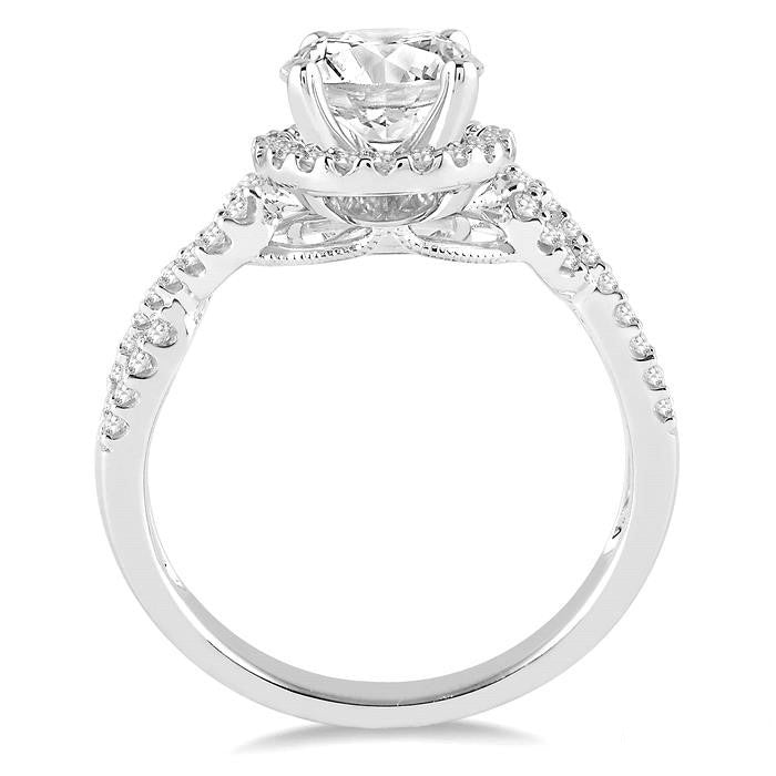Round Shape Semi-Mount Halo Diamond Engagement Ring