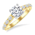 1/2 Ctw Marquise and Round Cut Diamond Semi-Mount Engagement Ring in 14K Yellow and White Gold