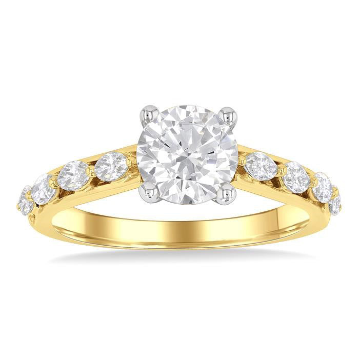 Round Shape Semi-Mount Diamond Engagement Ring