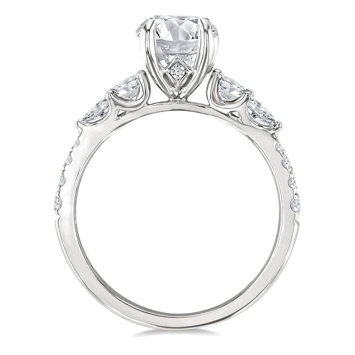 1/2 Ctw Pear and Round Cut Diamond Semi-Mount Engagement Ring in 14K White Gold