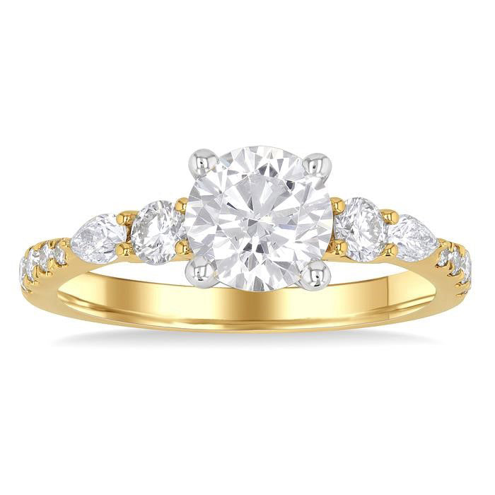 Round Shape Semi-Mount Diamond Engagement Ring