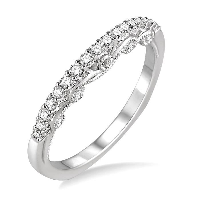 1/4 Ctw Round Cut Diamond Wedding Band in 14K White Gold
