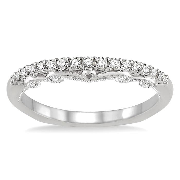 1/4 Ctw Round Cut Diamond Wedding Band in 14K White Gold