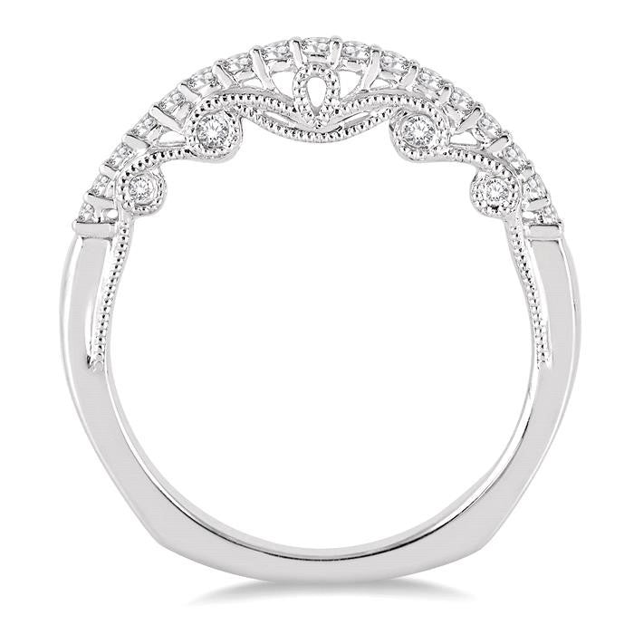 1/4 Ctw Round Cut Diamond Wedding Band in 14K White Gold