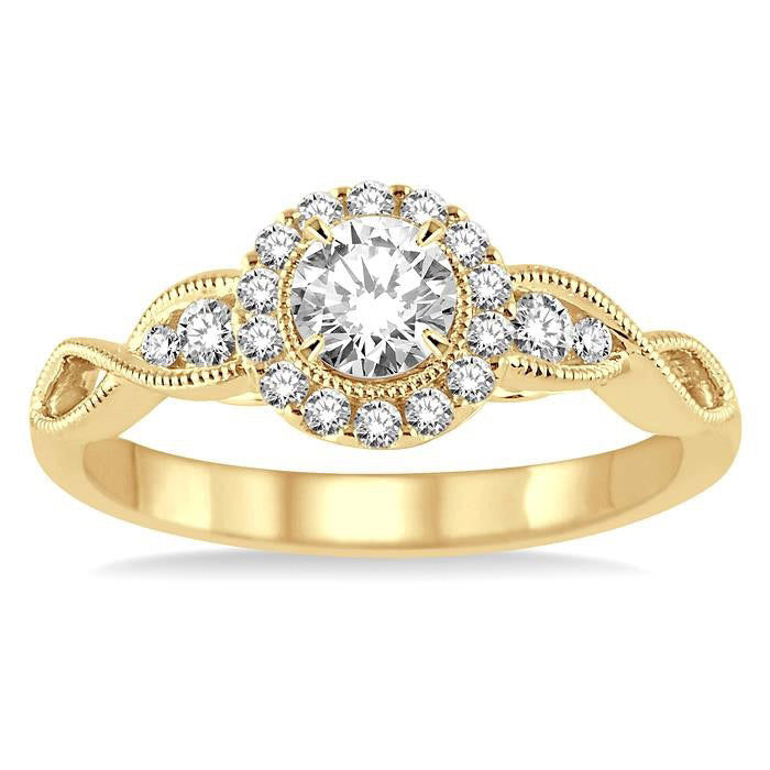 Round Shape Halo Diamond Engagement Ring