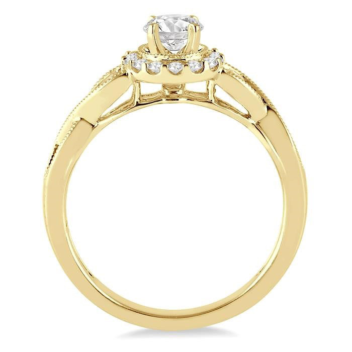 Round Shape Halo Diamond Engagement Ring