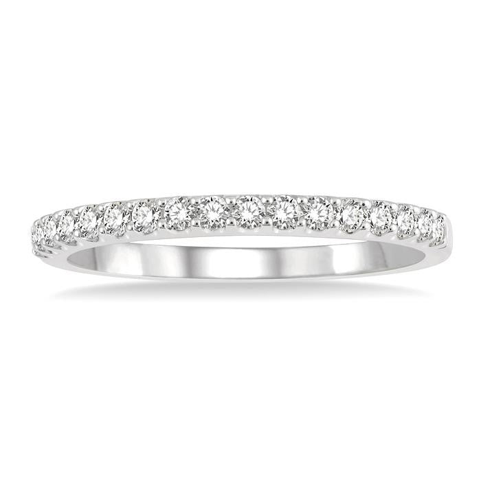 1/3 Ctw Round Cut Diamond Wedding Band in 14K White Gold