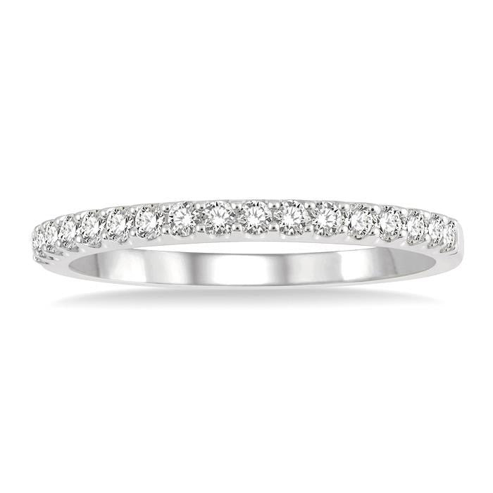 1/3 Ctw Round Cut Diamond Wedding Band in 14K White Gold