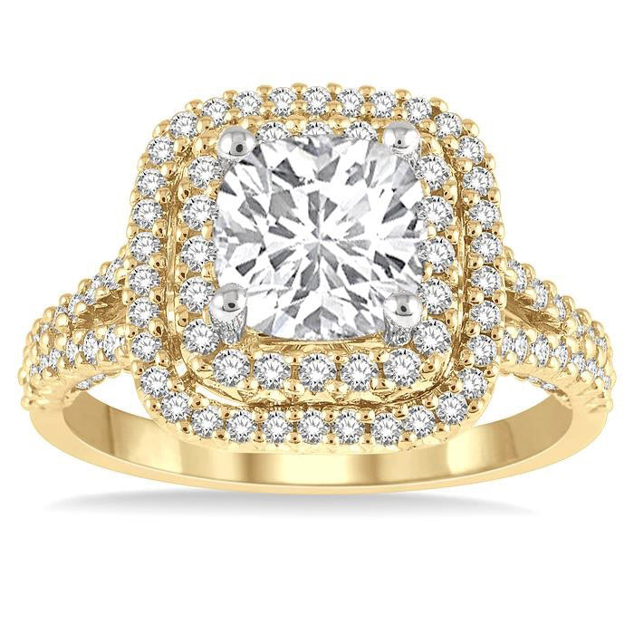 Cushion Shape Semi-Mount Halo Diamond Engagement Ring