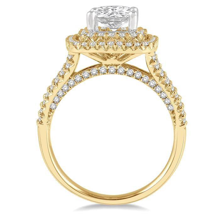 Cushion Shape Semi-Mount Halo Diamond Engagement Ring