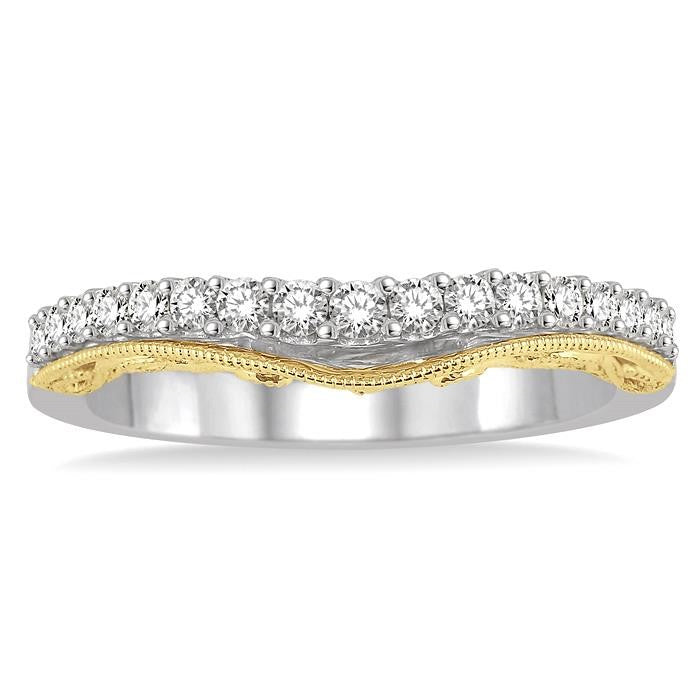 1/3 Ctw Round Cut Diamond Wedding Band in 14K White and Yellow Gold