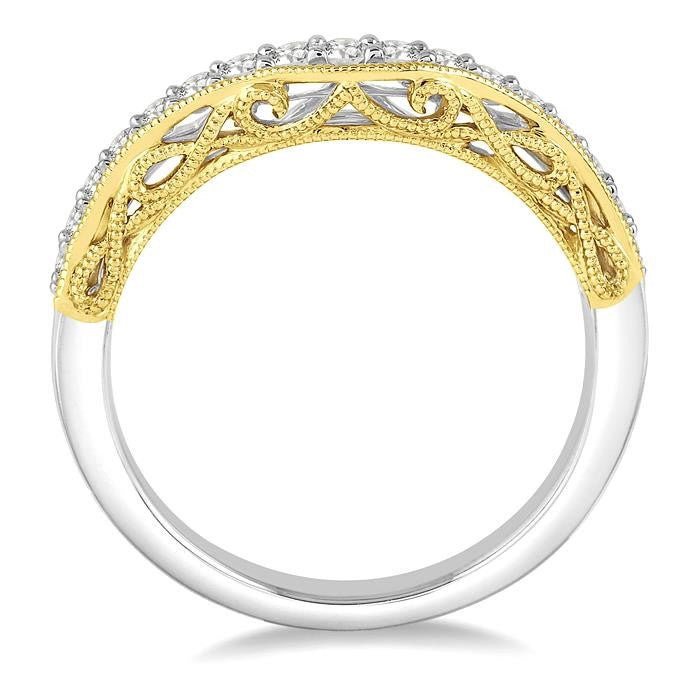 1/3 Ctw Round Cut Diamond Wedding Band in 14K White and Yellow Gold