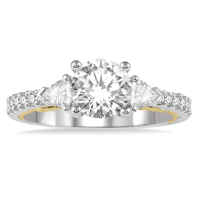 Round Shape Semi-Mount Diamond Engagement Ring