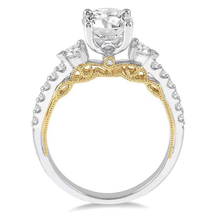 Round Shape Semi-Mount Diamond Engagement Ring