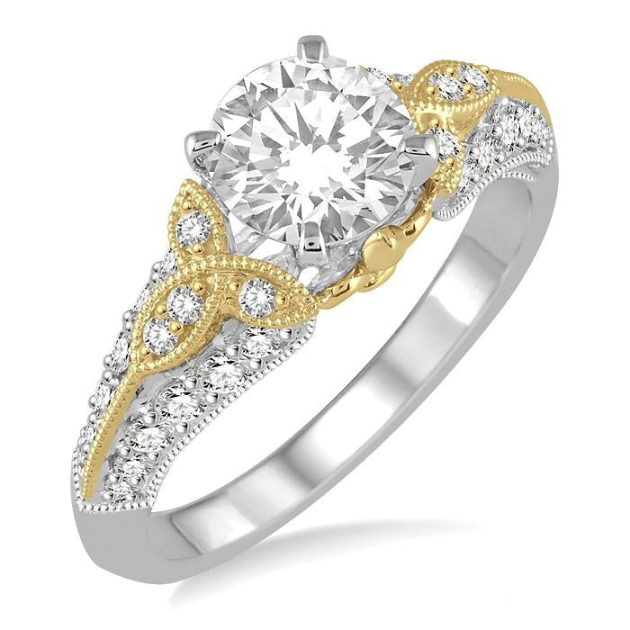 Round Shape Semi-Mount Diamond Engagement Ring