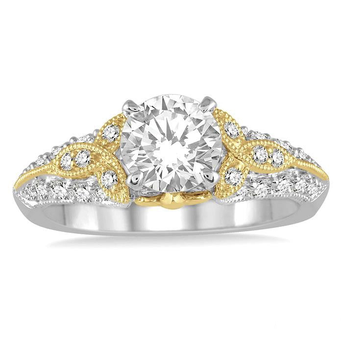 Round Shape Semi-Mount Diamond Engagement Ring