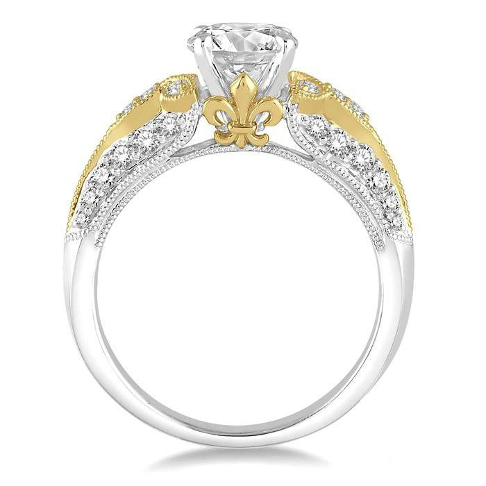 Round Shape Semi-Mount Diamond Engagement Ring