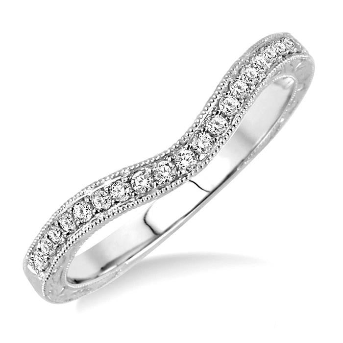 14K White Gold .16 Ctw Round Cut Diamond Wedding Band