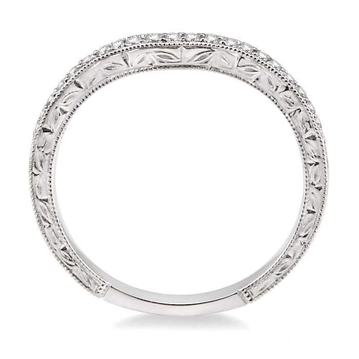 14K White Gold .16 Ctw Round Cut Diamond Wedding Band