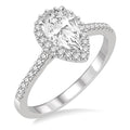 5/8 Ctw Diamond Engagement Ring with 1/3 Ct Pear Shaped Center stone in 14K White Gold