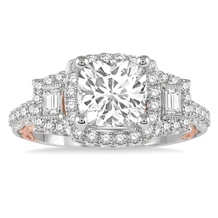 Cushion Shape Semi-Mount Halo Diamond Engagement Ring