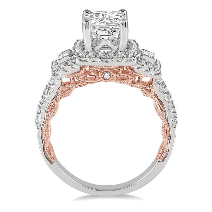 Cushion Shape Semi-Mount Halo Diamond Engagement Ring