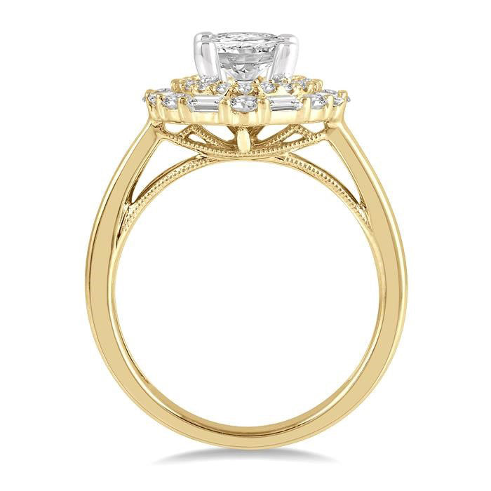 Oval Shape Semi-Mount Halo Diamond Engagement Ring
