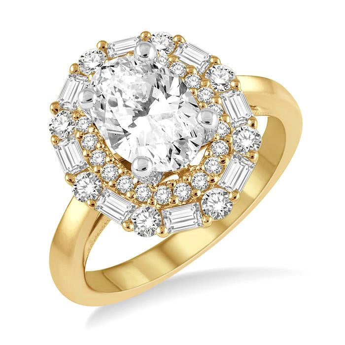 Oval Shape Semi-Mount Halo Diamond Engagement Ring