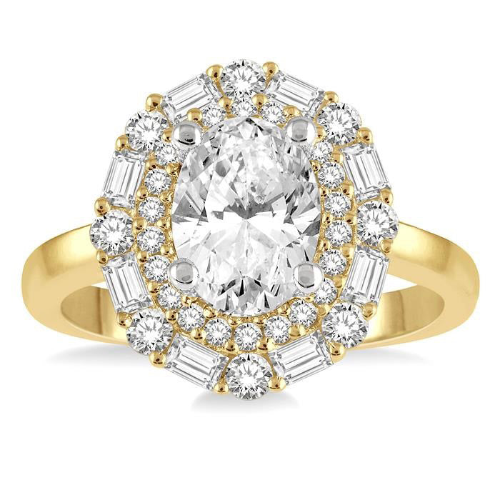 Oval Shape Semi-Mount Halo Diamond Engagement Ring