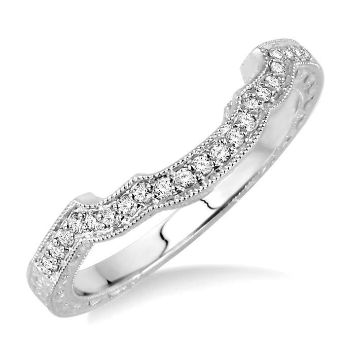 1/6 Ctw Round Cut Diamond Matching Wedding Band in 14K White Gold