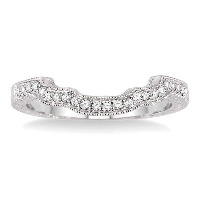 1/6 Ctw Round Cut Diamond Matching Wedding Band in 14K White Gold