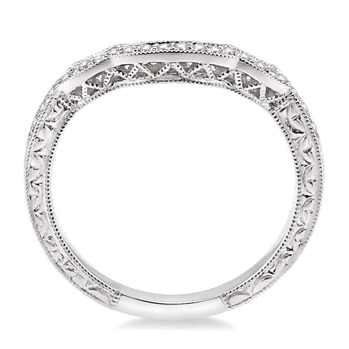 1/6 Ctw Round Cut Diamond Matching Wedding Band in 14K White Gold